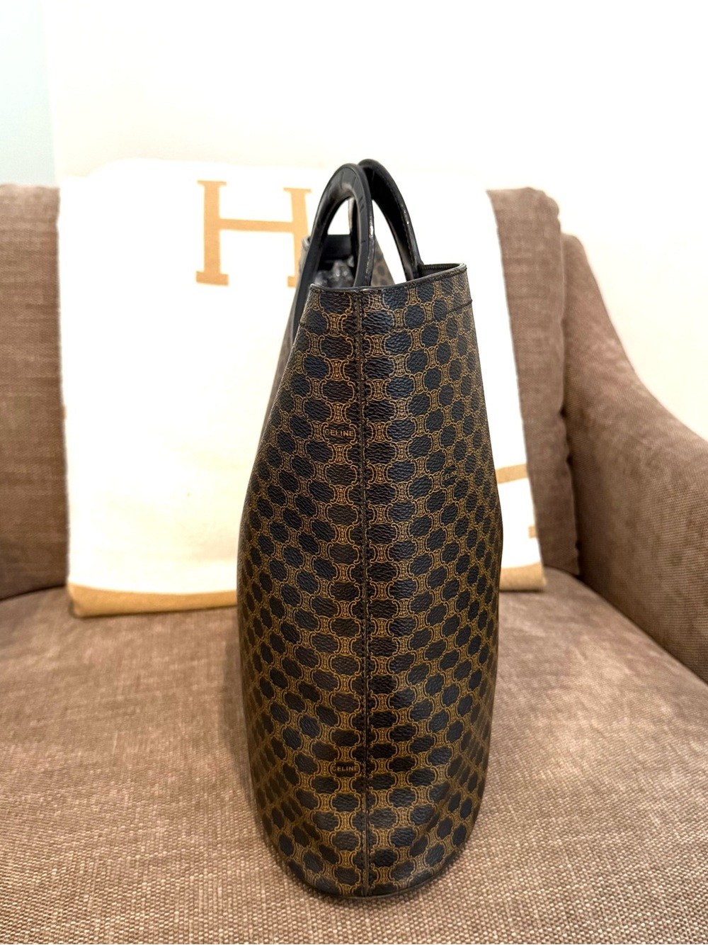 Authentic Celine Macadam monogram coated canvas tote bag black leather - Picture 10 of 16